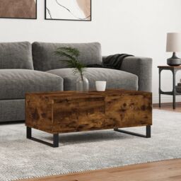 Berkfield Home Coffee Table Smoked Oak 90x50x36.5 cm Engineered Wood in Brown - thumbnail 1