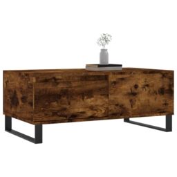 Berkfield Home Coffee Table Smoked Oak 90x50x36.5 cm Engineered Wood in Brown - thumbnail 4