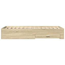 Berkfield Home Bed Frame with Drawers without Mattress Sonoma Oak 75x190 cm Small Single in Brown - thumbnail 5
