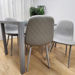 KOSY KOALA Modern Rectangle Grey Glass Dining Table Set With 4 Grey Gem Chairs Dining Room Furniture in Brown - thumbnail 8