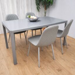 KOSY KOALA Modern Rectangle Grey Glass Dining Table Set With 4 Grey Gem Chairs Dining Room Furniture in Brown - thumbnail 2