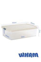 Wham Clip 3x 30L Rectangular Plastic Storage Boxes with Clip Lock Lids in Stone - thumbnail 6
