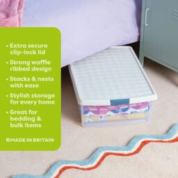 Wham Clip 3x 30L Rectangular Plastic Storage Boxes with Clip Lock Lids in Stone - thumbnail 2