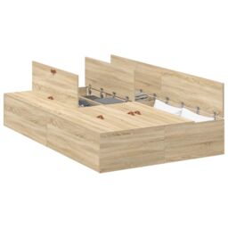Berkfield Home Storage Bed Frame Sonoma Oak 120x190 cm in Beige - thumbnail 2