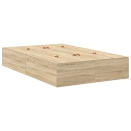 Berkfield Home Storage Bed Frame Sonoma Oak 120x190 cm in Beige - thumbnail 3