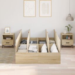 Berkfield Home Storage Bed Frame Sonoma Oak 120x190 cm in Beige - thumbnail 4