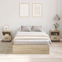 Berkfield Home Storage Bed Frame Sonoma Oak 120x190 cm in Beige - thumbnail 5