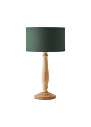 ValueLights Victoria Light Wood Traditional Stem Table Lamp with Fabric Drum Shade in Green - thumbnail 7