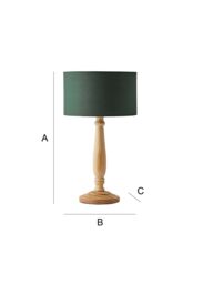 ValueLights Victoria Light Wood Traditional Stem Table Lamp with Fabric Drum Shade in Green - thumbnail 8