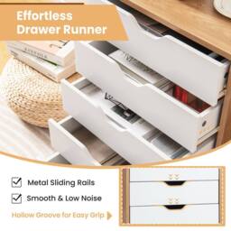 Costway 5 Drawer Rolling Storage Cabinet Mobile Chest of Drawers Wooden Dresser Organizer Coffee in Natural - thumbnail 4