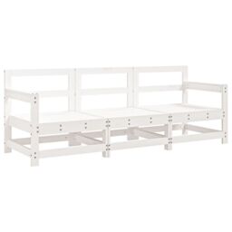 Berkfield Home 3 Piece Garden Lounge Set White Solid Wood Pine