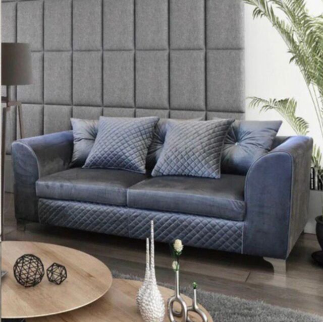 Snugg Furniture UK Limited (3 Seater) Stork Plush Velvet Sofa in Grey - image 1