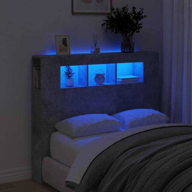 Berkfield Home LED Headboard Concrete Grey 120x18.5x103.5 cm Engineered Wood - image 1