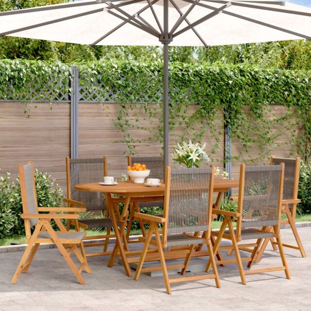 Berkfield Home Reclining Garden Chairs 6 pcs Grey Solid Wood Acacia - image 1