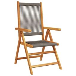 Berkfield Home Reclining Garden Chairs 6 pcs Grey Solid Wood Acacia - thumbnail 3