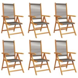 Berkfield Home Reclining Garden Chairs 6 pcs Grey Solid Wood Acacia - thumbnail 2