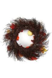H&O Direct 60cm Autumn Wreath with Maple Leaves, Pumpkins, Berries & 2m LED Lights - thumbnail 4