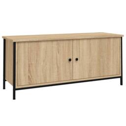 Berkfield Home TV Cabinet with Doors Sonoma Oak 102x35x45 cm Engineered Wood in Light Brown - Size: 102 x 35 x 45 cm - thumbnail 1