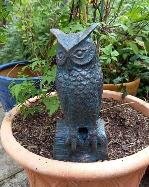 Inspirational Gifting Long Eared Owl Garden Sculpture Outdoor Figurine in Bronze - image 1