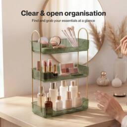 KORVIXA Makeup Organiser Modern Minimalist 3-Tier in Green - Size: Medium - thumbnail 5
