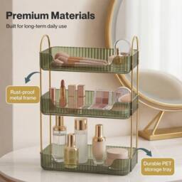 KORVIXA Makeup Organiser Modern Minimalist 3-Tier in Green - Size: Medium - thumbnail 3