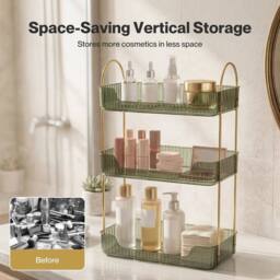 KORVIXA Makeup Organiser Modern Minimalist 3-Tier in Green - Size: Medium - thumbnail 4