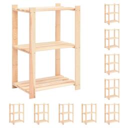 Berkfield Home 3-Tier Storage Racks 10 pcs 60x38x90 cm Solid Pinewood 150 kg in Beige - Size: 60 x 38 x 90 cm - thumbnail 2