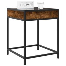 Berkfield Home Bedside Table with Infinity LED Smoked Oak 40x40x51 cm in Brown - Size: 40 x 40 x 51 cm - thumbnail 5