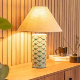 ValueLights Athena Blue Ceramic Shell Table Lamp - thumbnail 4