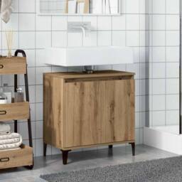 Berkfield Home Sink Cabinet Artisan Oak 58x33x60 cm Engineered Wood in Brown - Size: 58 x 33 x 60 cm