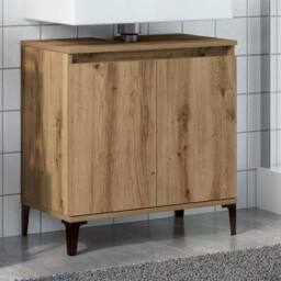 Berkfield Home Sink Cabinet Artisan Oak 58x33x60 cm Engineered Wood in Brown - Size: 58 x 33 x 60 cm - thumbnail 2