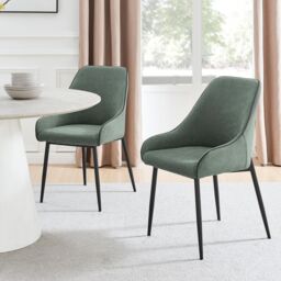 FurnitureboxUK Penrose Black Round Dining Table & 4 Beaumont Chairs in Green - thumbnail 8