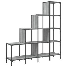 Berkfield Home Bookcase Grey Sonoma 122x30x132 cm Engineered Wood & Metal - Size: 122 x 30 x 132 cm