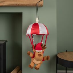Samuel Alexander Battery Operated Musical Parachuting Reindeer with Leg Kicking Motion in Red - thumbnail 2