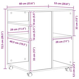 Berkfield Home Storage Cabinet Black Oak 60x53x72, 5 cm Engineered Wood - thumbnail 8