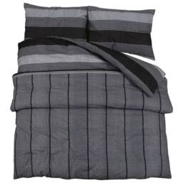 Berkfield Home Duvet Cover Set Dark Grey 225x220 cm Cotton - thumbnail 1