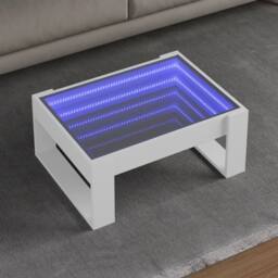 Berkfield Home Coffee Table with Infinity LED White 70x53x30 cm - Size: 70 x 53 x 30 cm - thumbnail 2