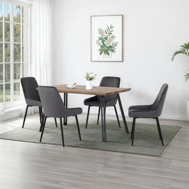Seconique Quebec Straight Edge Dining Set with Avery Chairs in Grey - image 1