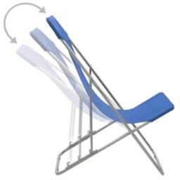 Berkfield Home Durable Folding Beach Chairs 2 pcs Steel & Oxford Fabric Blue - thumbnail 5