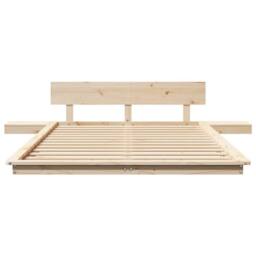 Berkfield Home Floor Bed Frame with Side Tables 135x190cm Solid Wood in Natural - Size: 135x190 cm - thumbnail 5