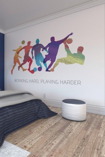Origin Murals Geo Footballers Wall Mural - Size: W350 cm x H280 cm - image 1