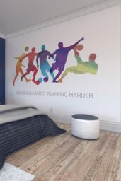 Origin Murals Geo Footballers Wall Mural - Size: W350 cm x H280 cm - thumbnail 1