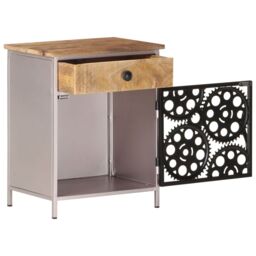 Berkfield Home Bedside Cabinet 40x30x50 cm Rough Mango Wood in Brown - Size: 40 x 30 x 50 cm - thumbnail 3