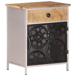 Berkfield Home Bedside Cabinet 40x30x50 cm Rough Mango Wood in Brown - Size: 40 x 30 x 50 cm - thumbnail 1