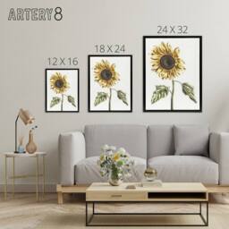 "Artery8 Sunflower Vintage Flower Painting Teyler Black Framed Canvas Wall Art in White - Size: W12"" x H16""" - thumbnail 4