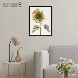 "Artery8 Sunflower Vintage Flower Painting Teyler Black Framed Canvas Wall Art in White - Size: W12"" x H16""" - thumbnail 3