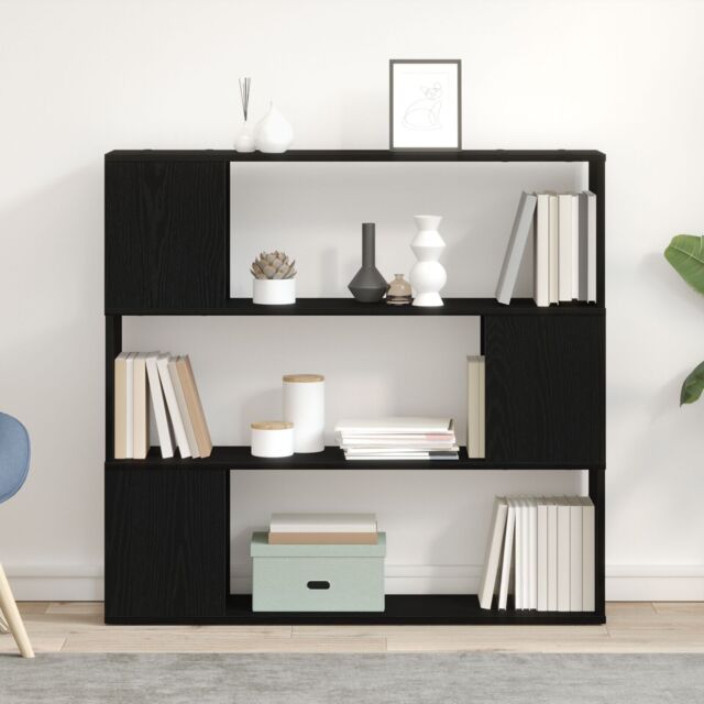 Berkfield Home Black Oak Book Shelf 100x24x94 cm Made with Engineered Wood - Size: 100 x 24 x 94 cm - image 1