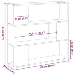 Berkfield Home Black Oak Book Shelf 100x24x94 cm Made with Engineered Wood - Size: 100 x 24 x 94 cm - thumbnail 9