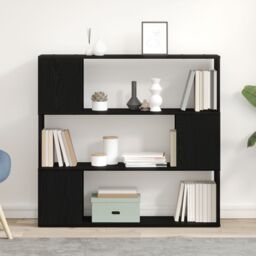 Berkfield Home Black Oak Book Shelf 100x24x94 cm Made with Engineered Wood - Size: 100 x 24 x 94 cm - thumbnail 1