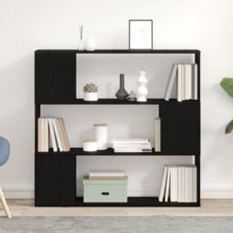 Berkfield Home Black Oak Book Shelf 100x24x94 cm Made with Engineered Wood - Size: 100 x 24 x 94 cm